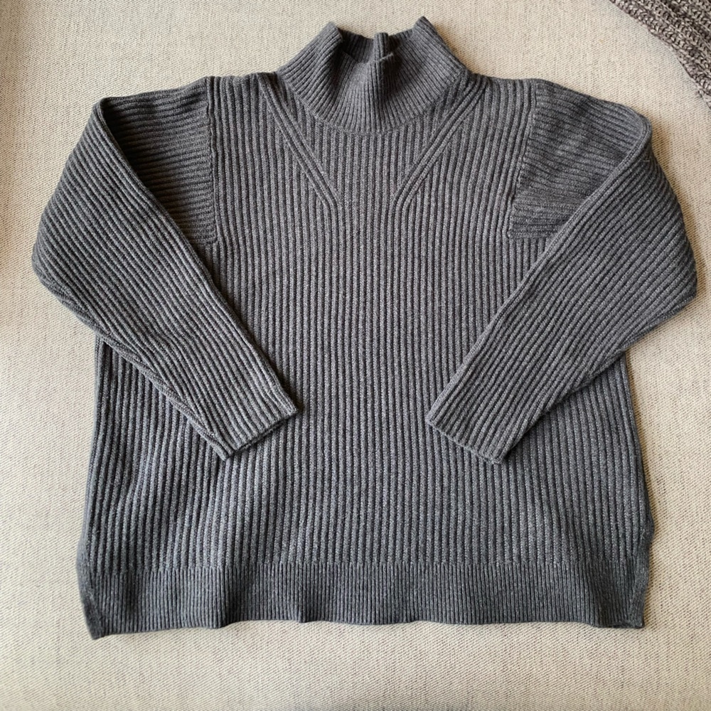 Banana Republic Factory Gray Wool-Blend Ribbed Sweater | Size XL